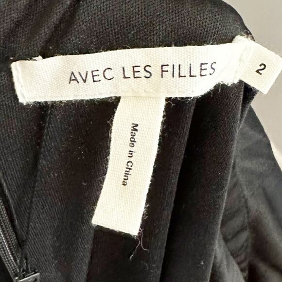 Avec Les Filles Tiered Tulle Halter Midi Dress 2 Black NWT - Picture 7 of 9